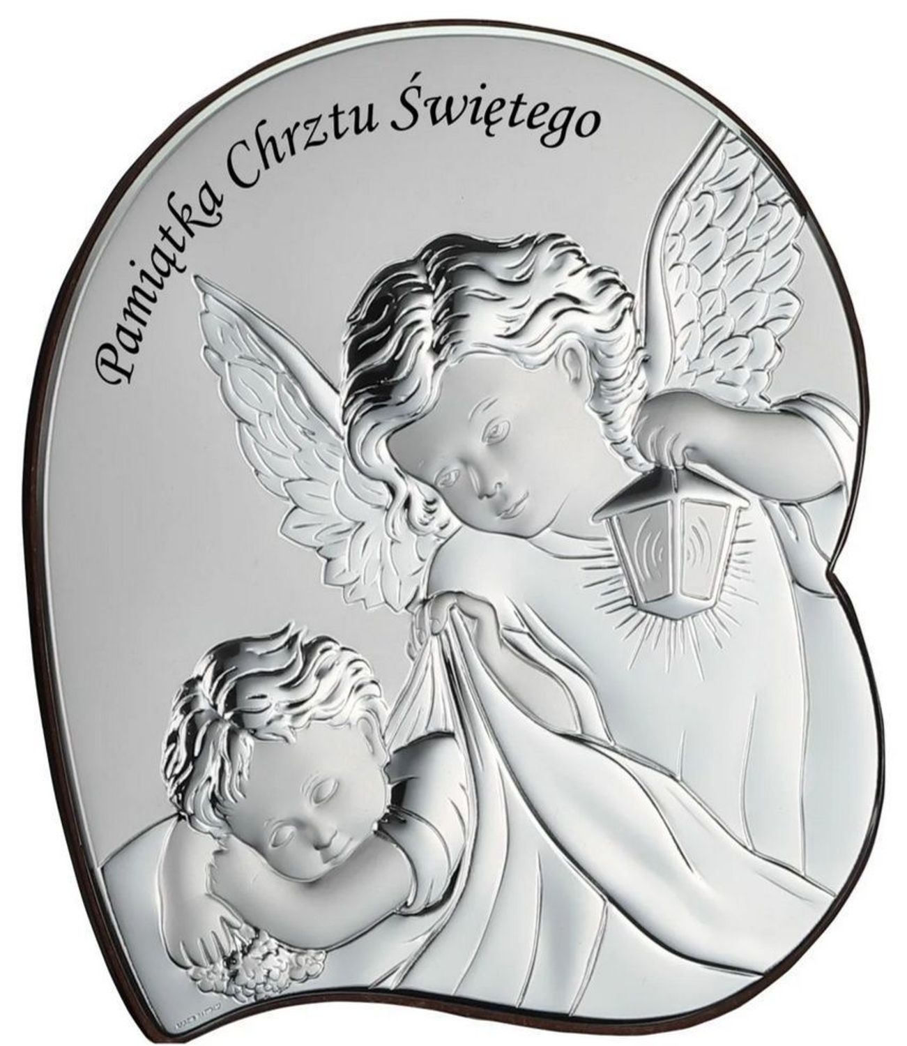 Obrazek Anioł Stróż Zaokrąglony – Pamiątka Chrztu Świętego PVD 12x14 cm z grawerem.jpg