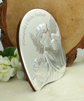 Obrazek Anioł Stróż Zaokrąglony – Pamiątka Chrztu Świętego PVD 12x14 cm z grawerem (1).jpg