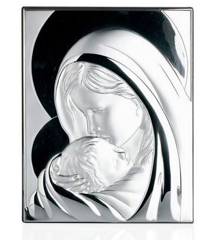 Obrazek srebrny Matka Boska z dzieciątkiem w drewnie CM400143.jpg