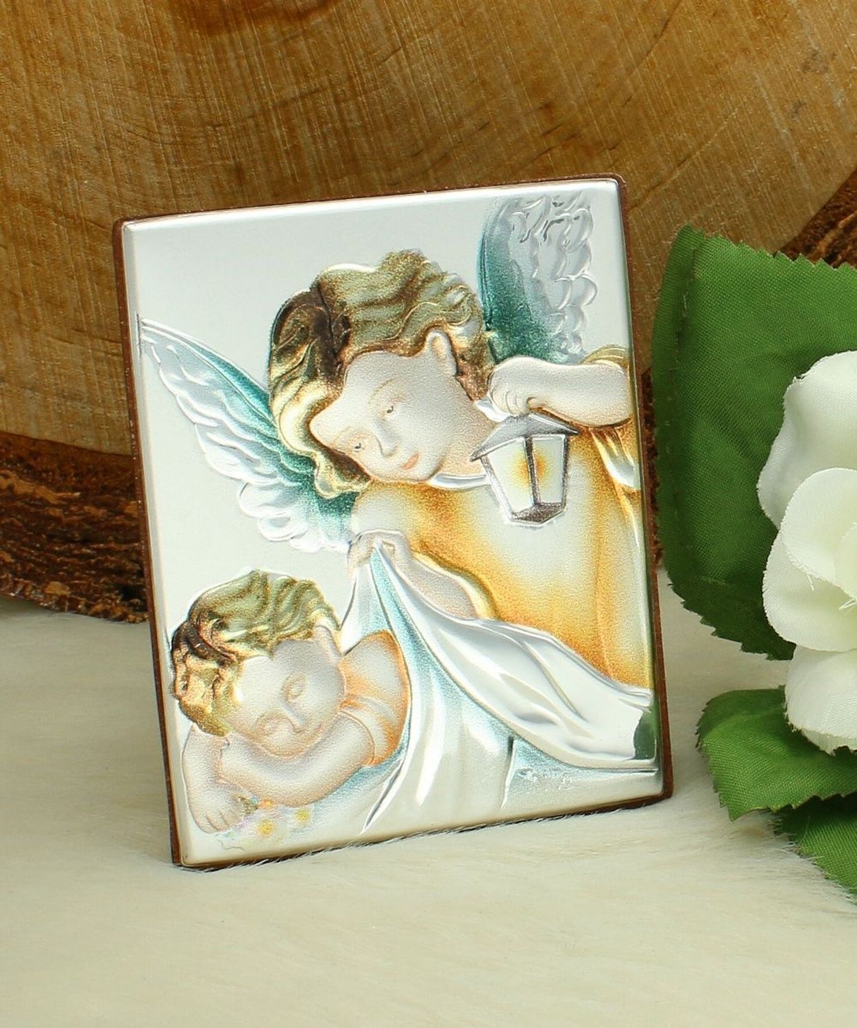 Obrazek srebrny Anioł Stróż Aniołki CM452169 – Pamiątka Chrztu 6x7,5 cm (1).jpg