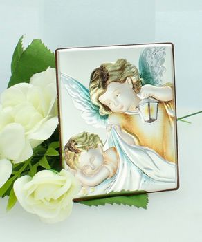 Obrazek srebrny Anioł Stróż Aniołki CM452169 – Pamiątka Chrztu 6x7,5 cm (1).jpg