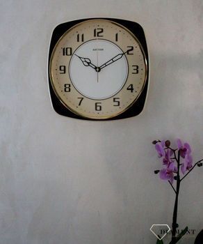Zegar na ścianę do salonu kwadratowy Rhythm CMG509NR06. Zegar na ścianę do salonu ze szkłem mineralnym (4).JPG