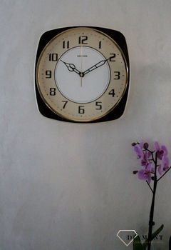 Zegar na ścianę do salonu kwadratowy Rhythm CMG509NR06. Zegar na ścianę do salonu ze szkłem mineralnym (5).JPG