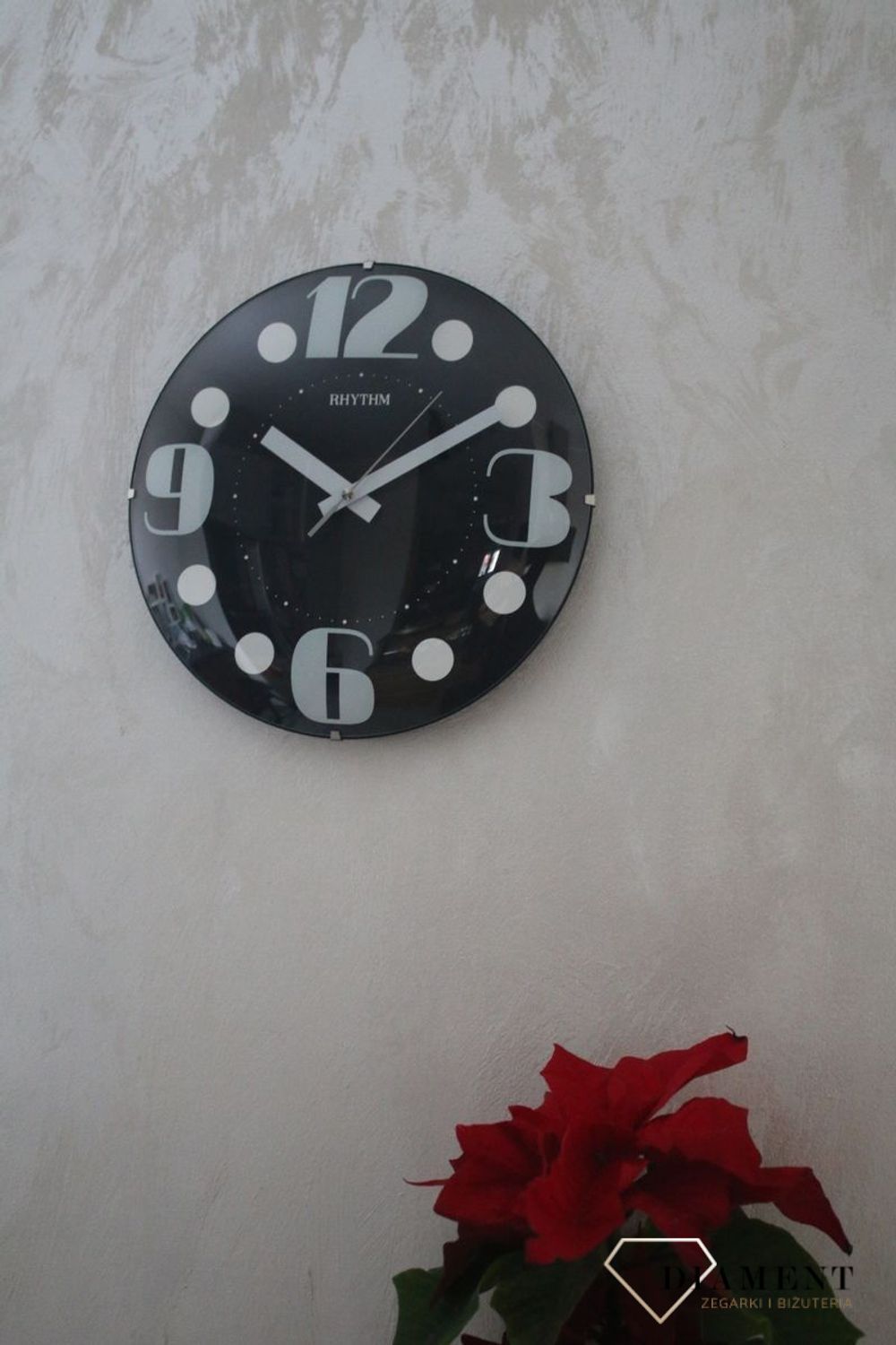 Zegar ścienny czarny z wypukłym szkłem Design CMG519NR02.jpg
