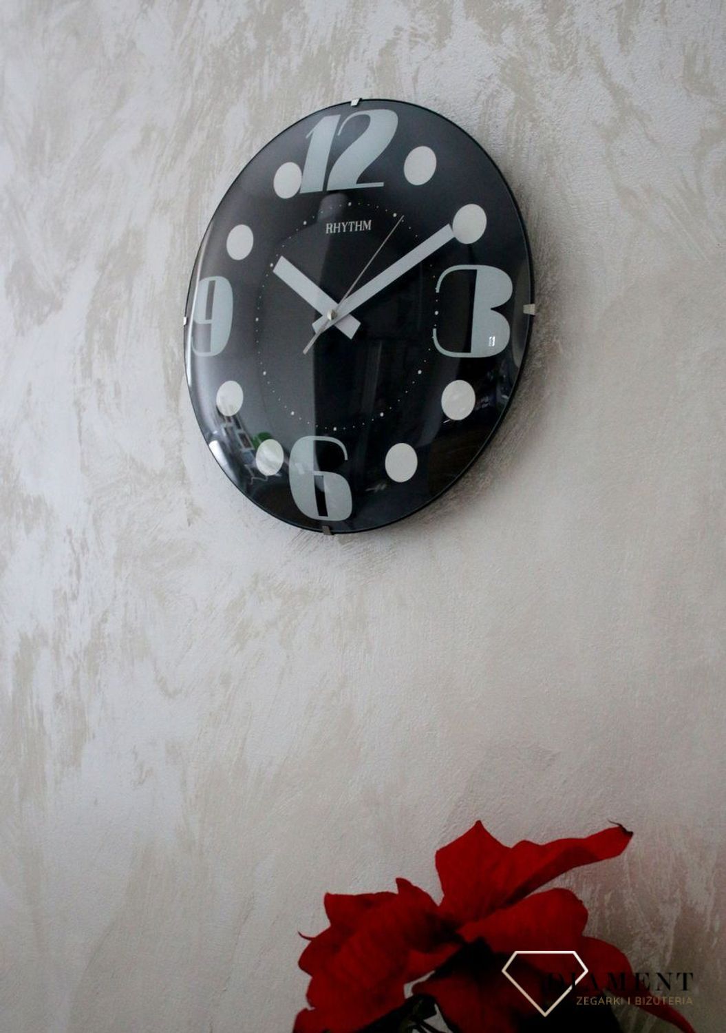 Zegar ścienny czarny z wypukłym szkłem Design CMG519NR02.jpg