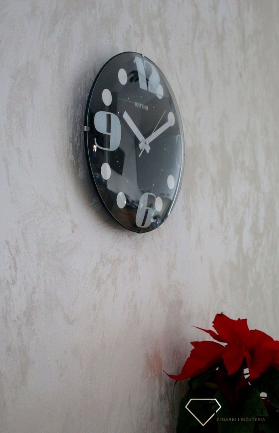 Zegar ścienny czarny z wypukłym szkłem Design CMG519NR02.jpg