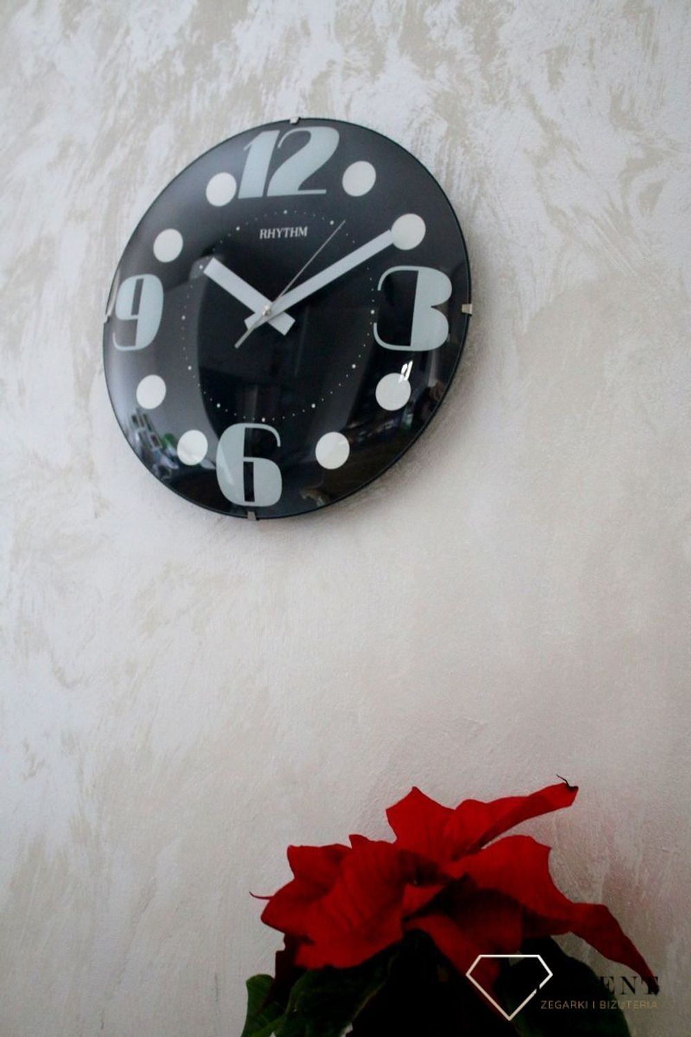Zegar ścienny czarny z wypukłym szkłem Design CMG519NR02.jpg