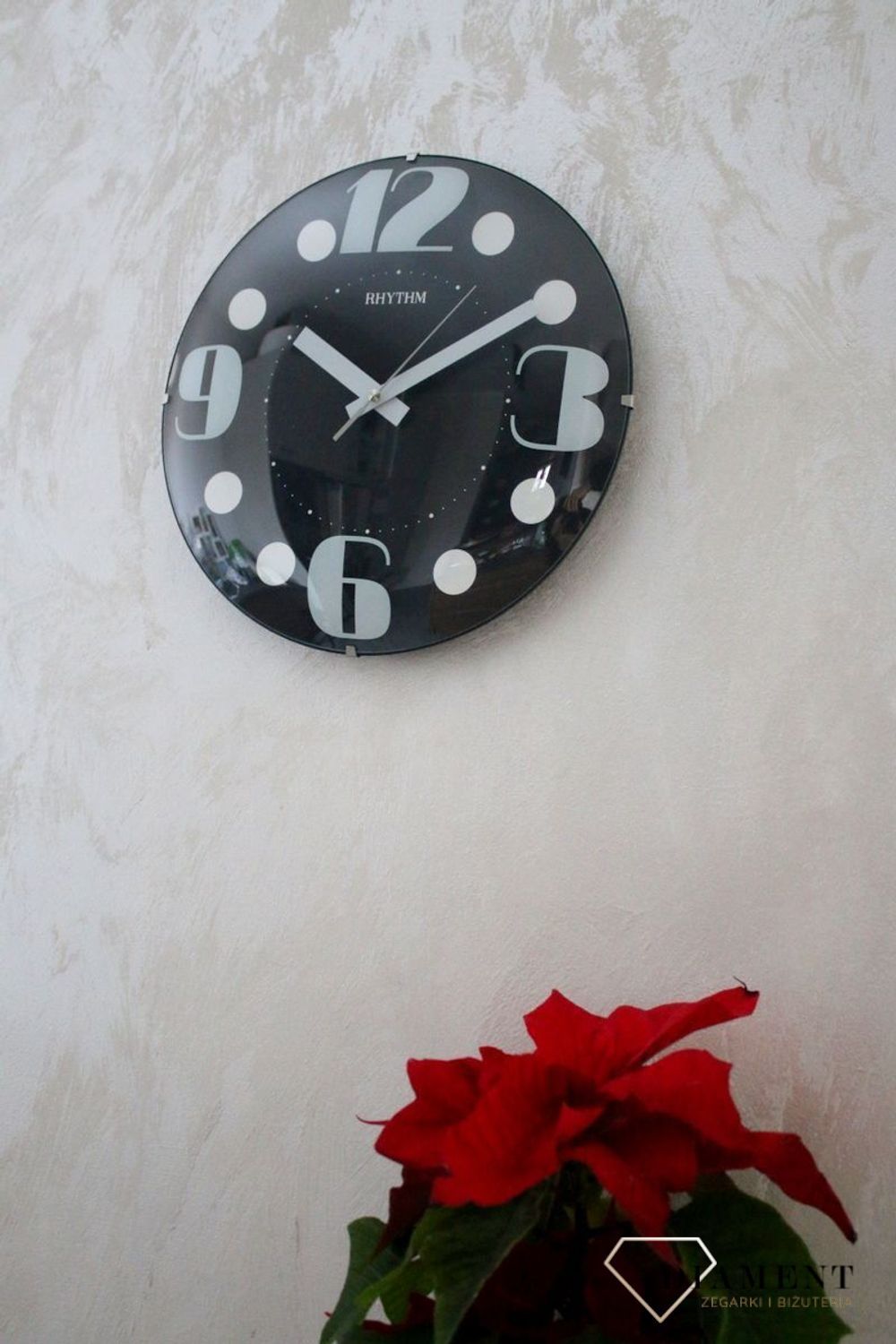 Zegar ścienny czarny z wypukłym szkłem Design CMG519NR02.jpg
