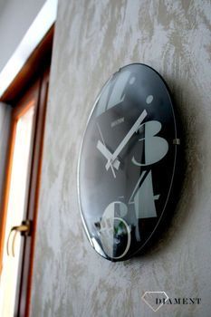 Zegar ścienny czarny z wypukłym szkłem Design CMG519NR71, zegar na ściane do nowoczesnego wnetrza (1).JPG
