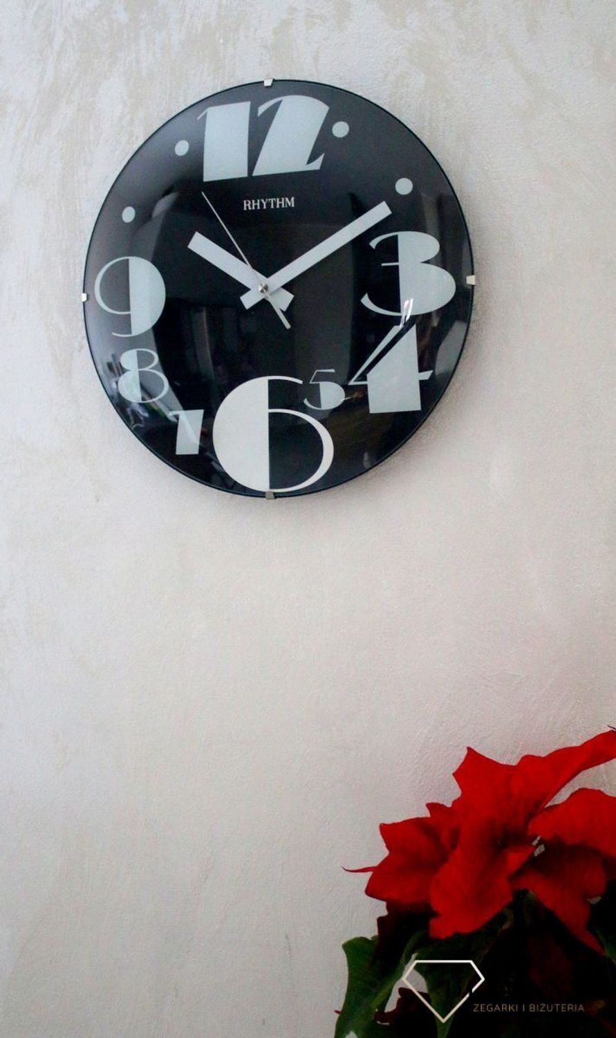 Zegar ścienny czarny z wypukłym szkłem Design CMG519NR71.jpg