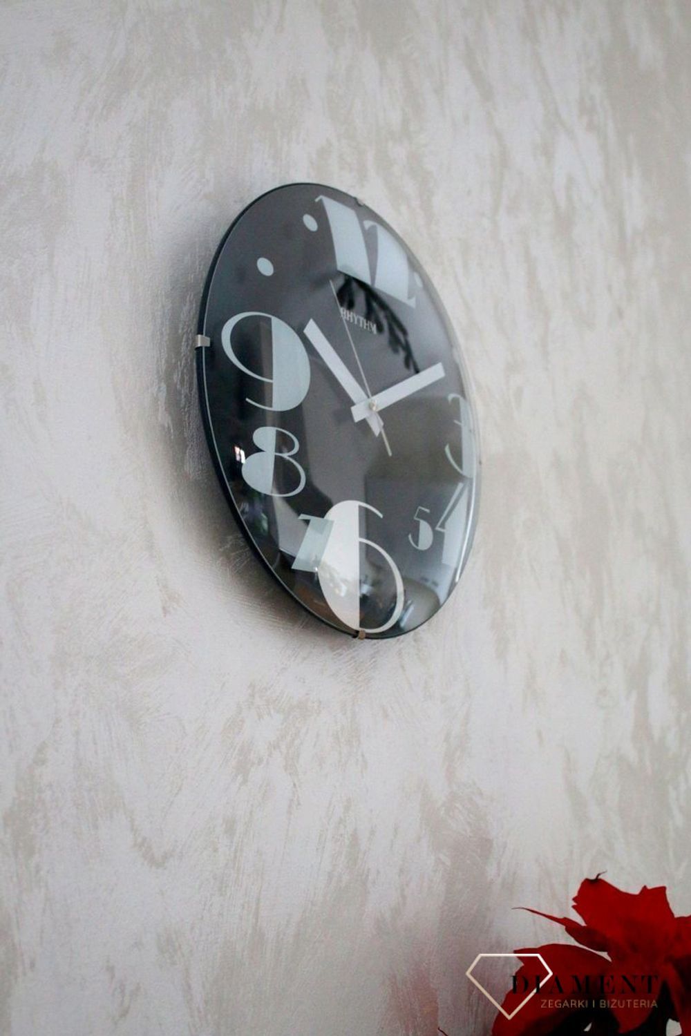 Zegar ścienny czarny z wypukłym szkłem Design CMG519NR71.jpg