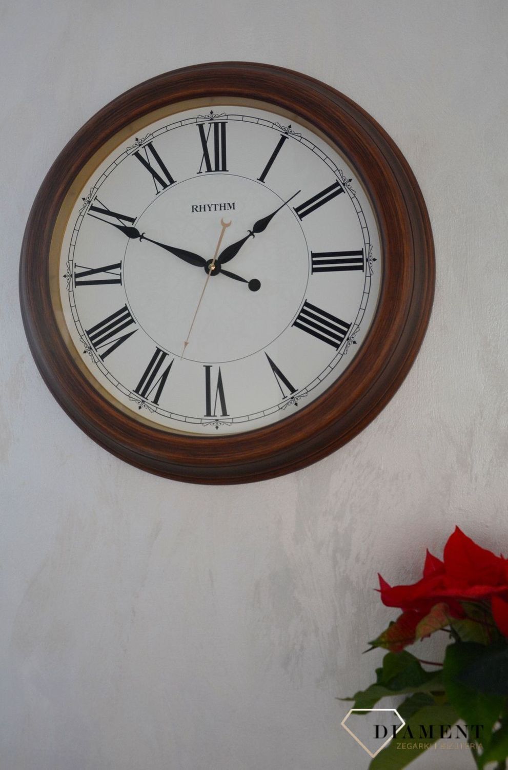 Zegar na ścianę drewniany Rhythm duży 49 cm.jpg