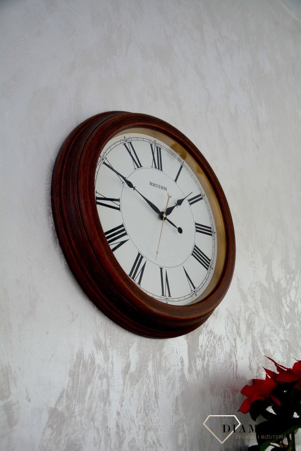 Zegar na ścianę drewniany Rhythm duży 49 cm.jpg