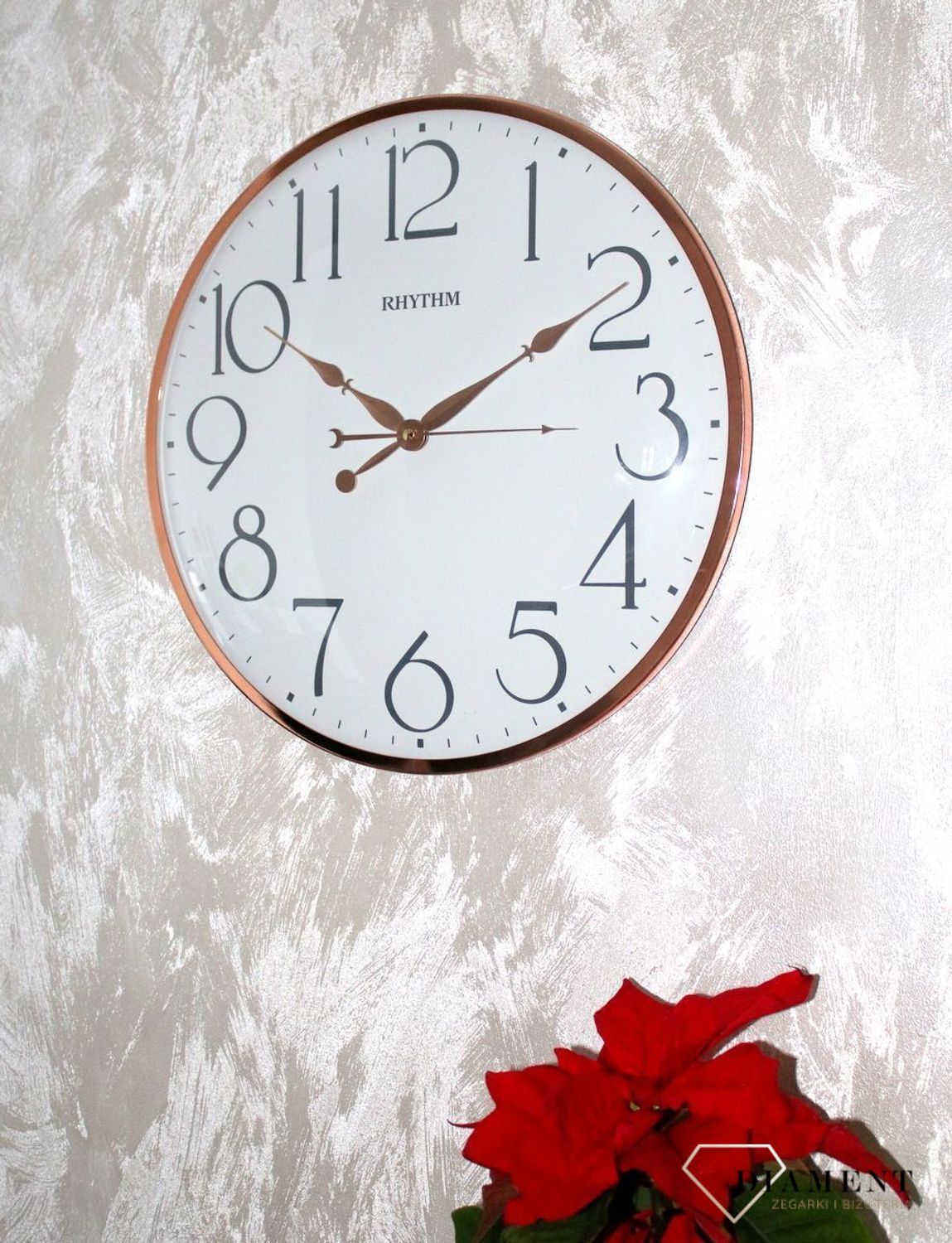 Zegar na ścianę do salonu Rhythm szklany 40 cm CMG569NR13.jpg
