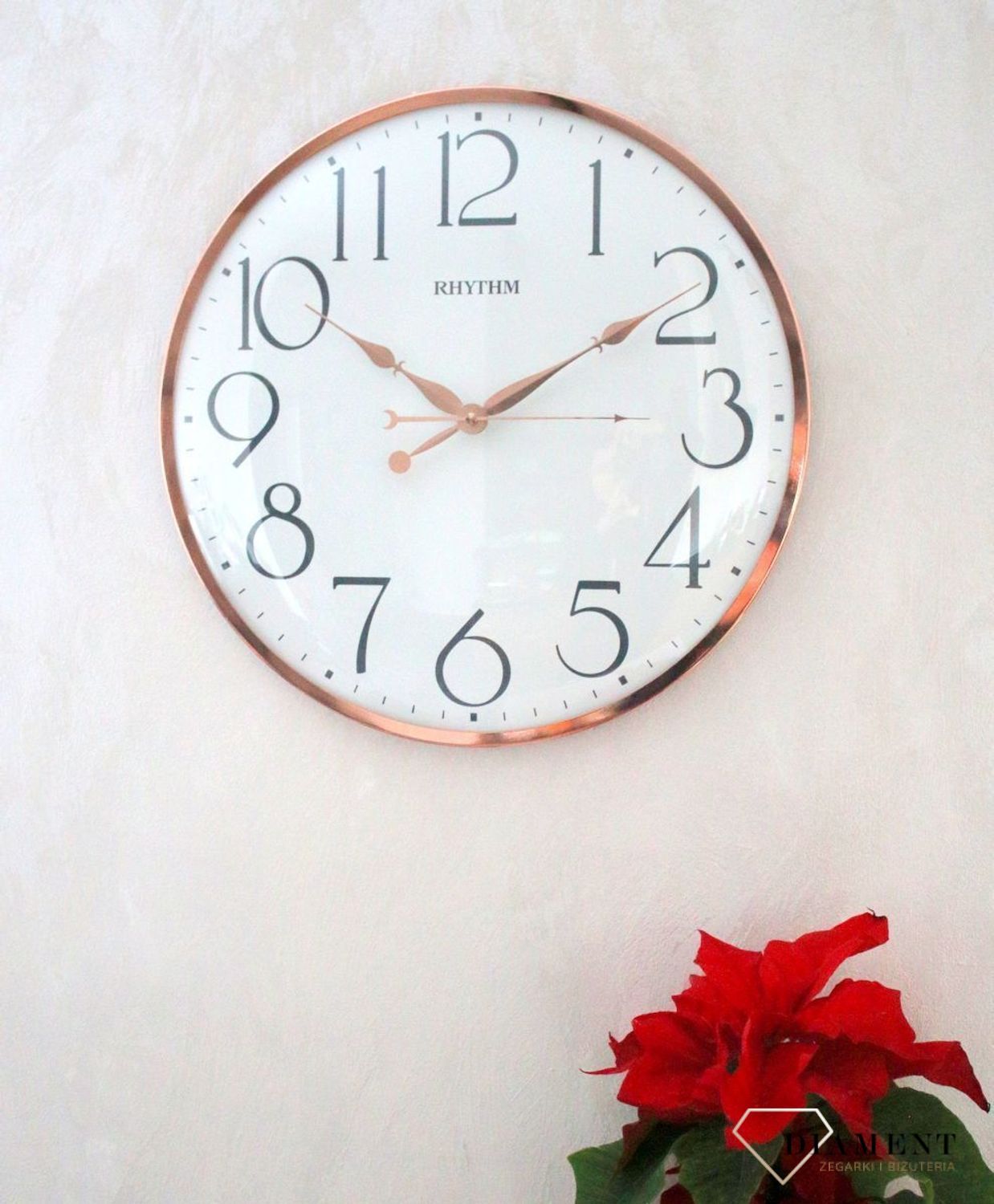 Zegar na ścianę do salonu Rhythm szklany 40 cm CMG569NR13.jpg