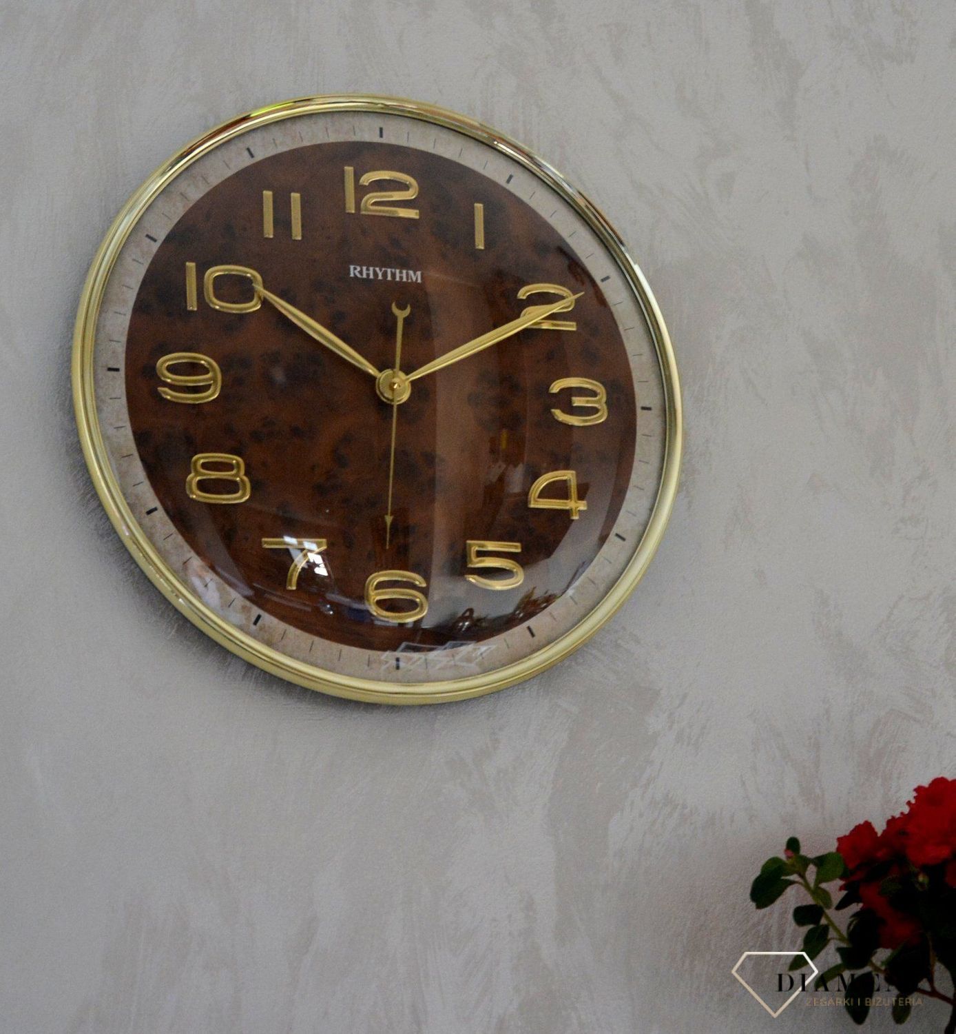 Zegar na ścianę do salonu Rhythm CMG584NR18 szklany 40 cm.jpg