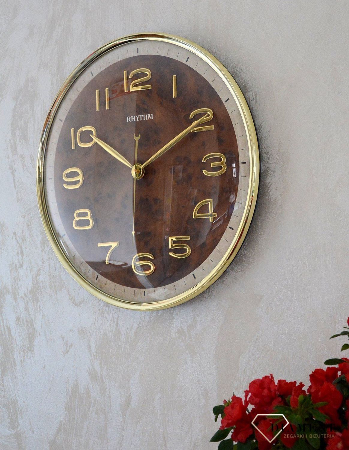 Zegar na ścianę do salonu Rhythm CMG584NR18 szklany 40 cm.jpg