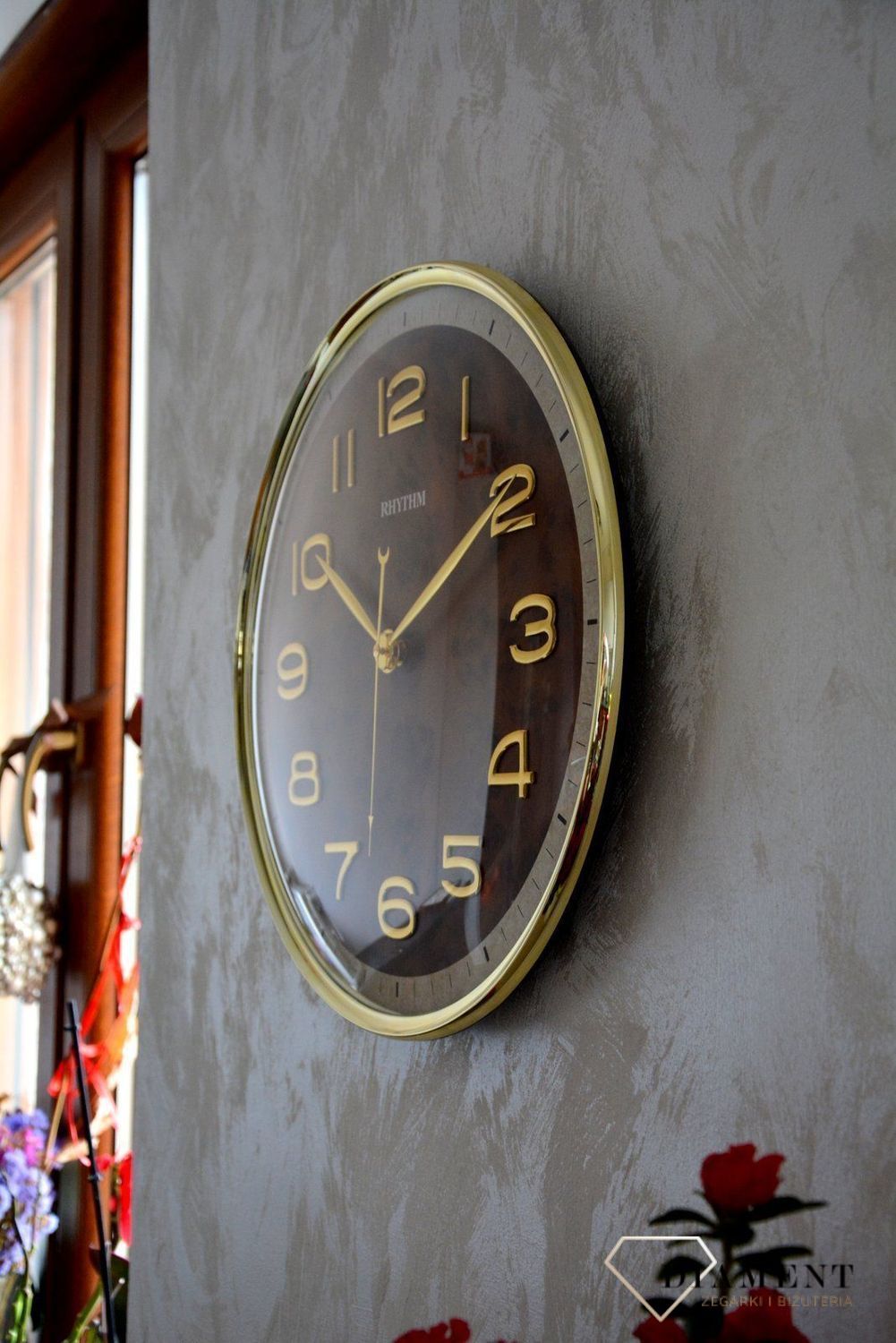 Zegar na ścianę do salonu Rhythm CMG584NR18 szklany 40 cm.jpg