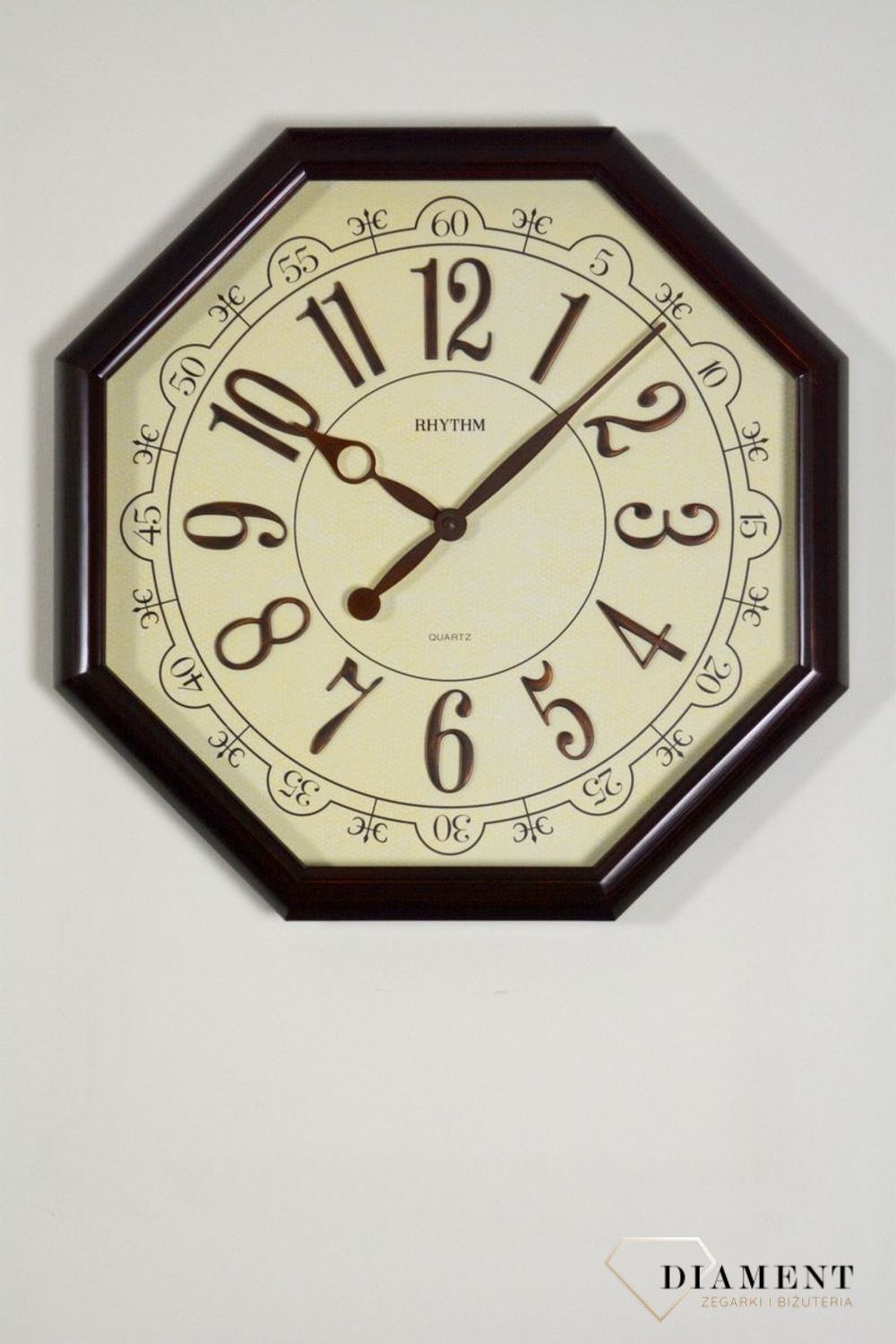 Zegar na ścianę do salonu duży ośmiokąt 48 cm CMG745NR06.jpg