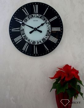 Zegar ścienny na szkle w kolorach czerni i bieli Rhytm CMG750NR02. Zegar szklany. Nowoczesny zegar na ścianę, który jest bardzo czytelny. Idealny na prezent na rocznicę Ślubu (5).JPG