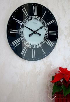 Zegar ścienny na szkle w kolorach czerni i bieli Rhytm CMG750NR02. Zegar szklany. Nowoczesny zegar na ścianę, który jest bardzo czytelny. Idealny na prezent na rocznicę Ślubu (6).JPG