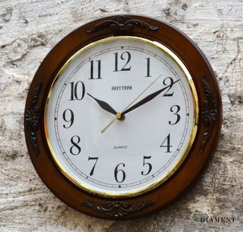Zegar do salonu na ścianę drewniany Rhythm CMG938NR06 (4).JPG