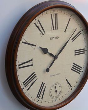 Zegar na ścianę do salonu Rhythm CMH721CR06 zegar drewniany do salonu duży zegar duże zegary (4).JPG