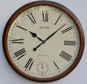 Zegar na ścianę do salonu Rhythm CMH721CR06 zegar drewniany do salonu duży zegar duże zegary (7).JPG