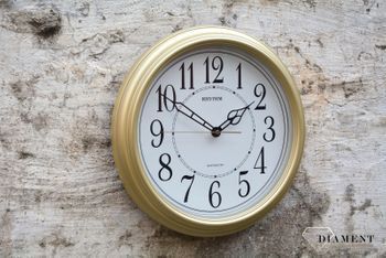 Zegar ścienny do salonu złoty Rhythm to zegar ścienny z kolekcji zegarów ściennych złotych japońskiej marki Rhythm. Jest to zegar na ścianę idealny na prezent (1).JPG