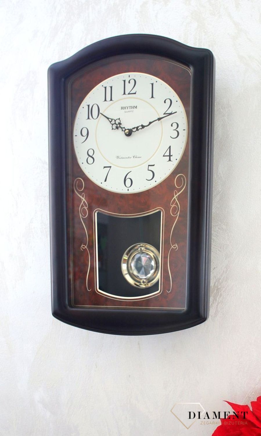 Zegar ścienny z wahadłem Kurant Rhytm CMJ321NR06 ✓ Zegar ścienny z wahadłem i melodią. Japoński zegar ścienny ✓zegary ścienne w sklepie z zegarami  (2).JPG