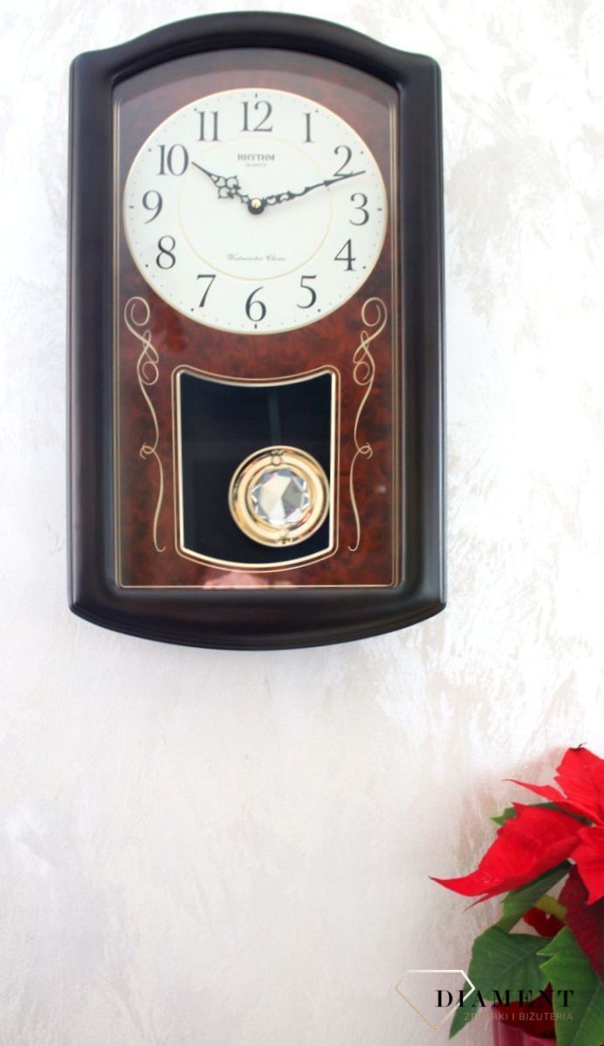 Zegar ścienny z wahadłem Kurant Rhytm CMJ321NR06 ✓ Zegar ścienny z wahadłem i melodią. Japoński zegar ścienny ✓zegary ścienne w sklepie z zegarami  (2).JPG