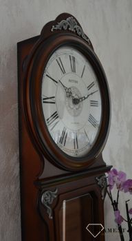 Zegar ścienny drewniany Rhythm zdobiony z wahadłem CMJ380CR06 zegar na ścianę drewniany wahadłowy (1).JPG