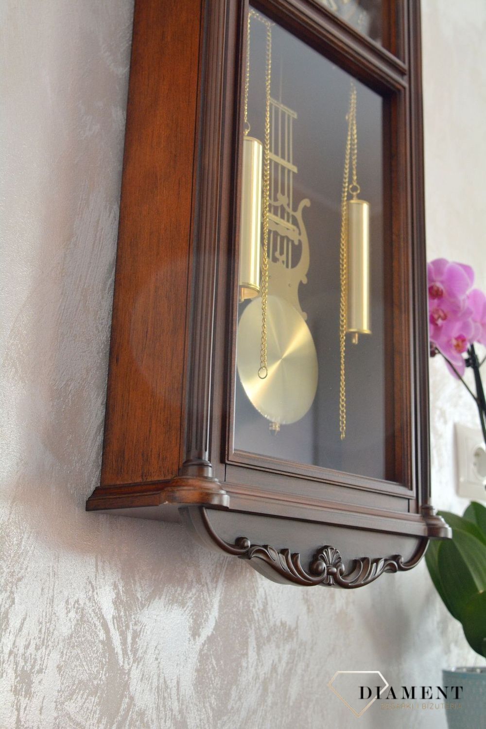 Zegar ścienny drewniany z wahadłem Rhythm CMJ515NR06. Zegar z japońskim mechanizmem. Dwa lata gwarancji. Grawer gratis. Prezent dla rodziców. Zegar ścienny drewniany wiszący (4).JPG