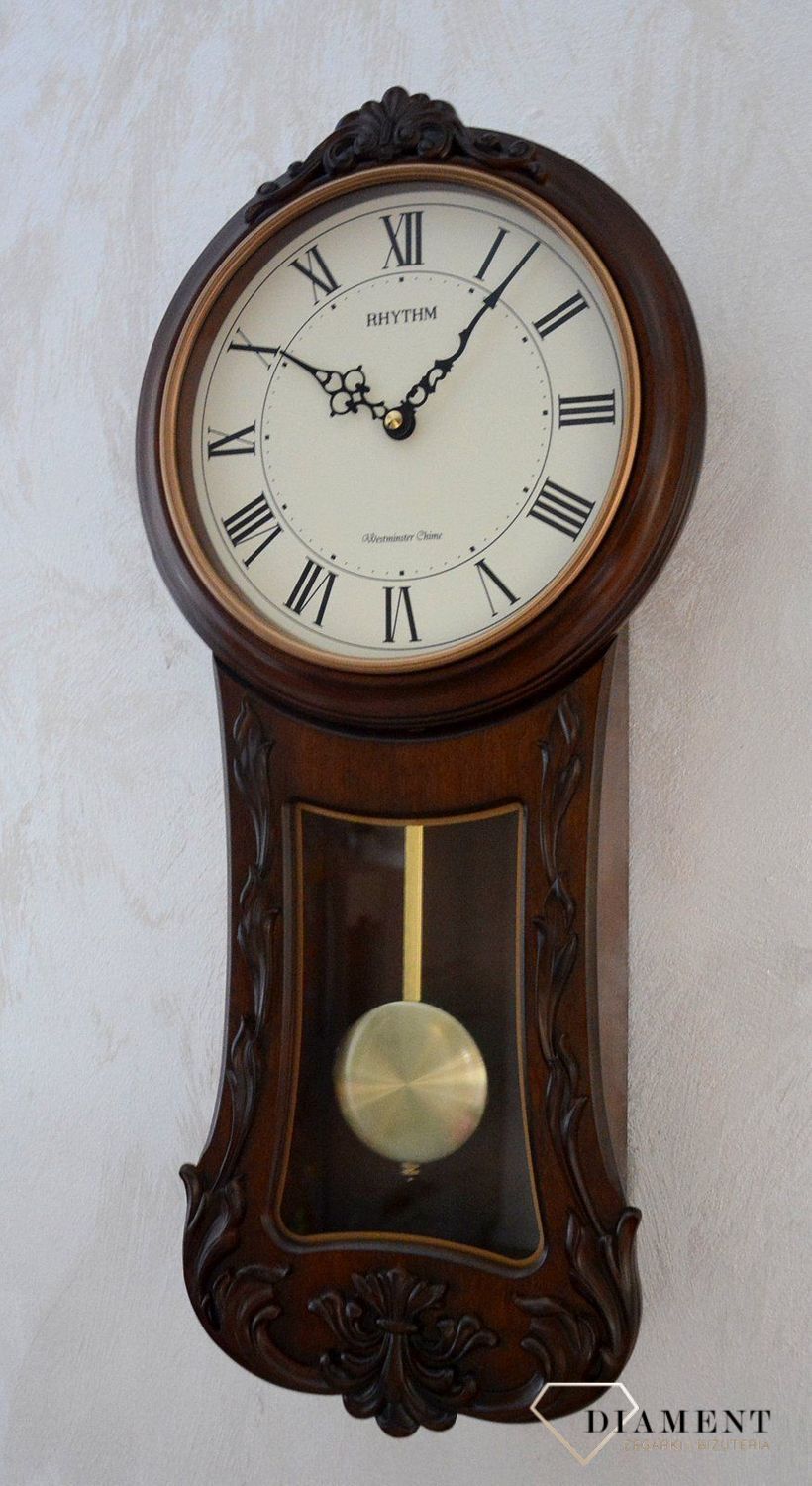Zegar ścienny drewniany wiszący Rhythm CMJ546NR06 z melodiami i wahadłem ✓Zegary ścienne✓Zegary szafkowe ✓Zegary ścienne z wahadłem✓ Autoryzowany sklep✓ Kurier Gratis 24h (1).JPG