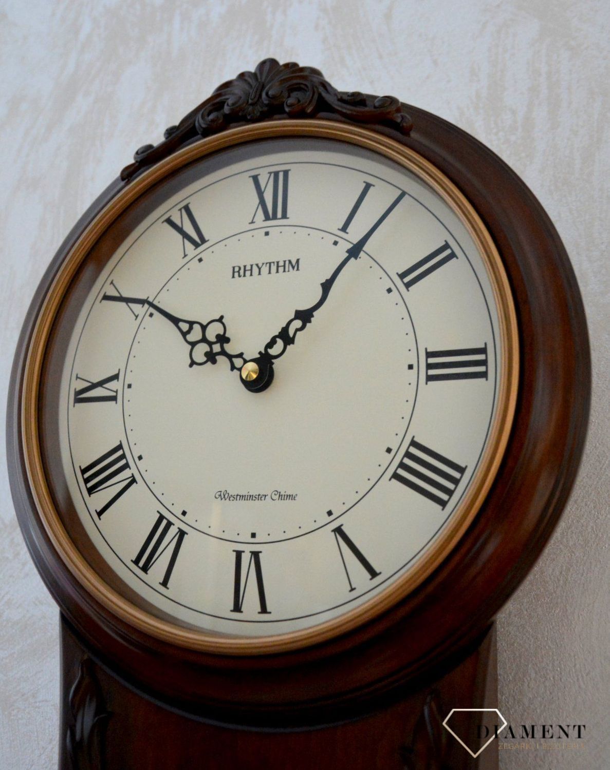 Zegar ścienny drewniany wiszący Rhythm CMJ546NR06 z melodiami i wahadłem ✓Zegary ścienne✓Zegary szafkowe ✓Zegary ścienne z wahadłem✓ Autoryzowany sklep✓ Kurier Gratis 24h (1).JPG