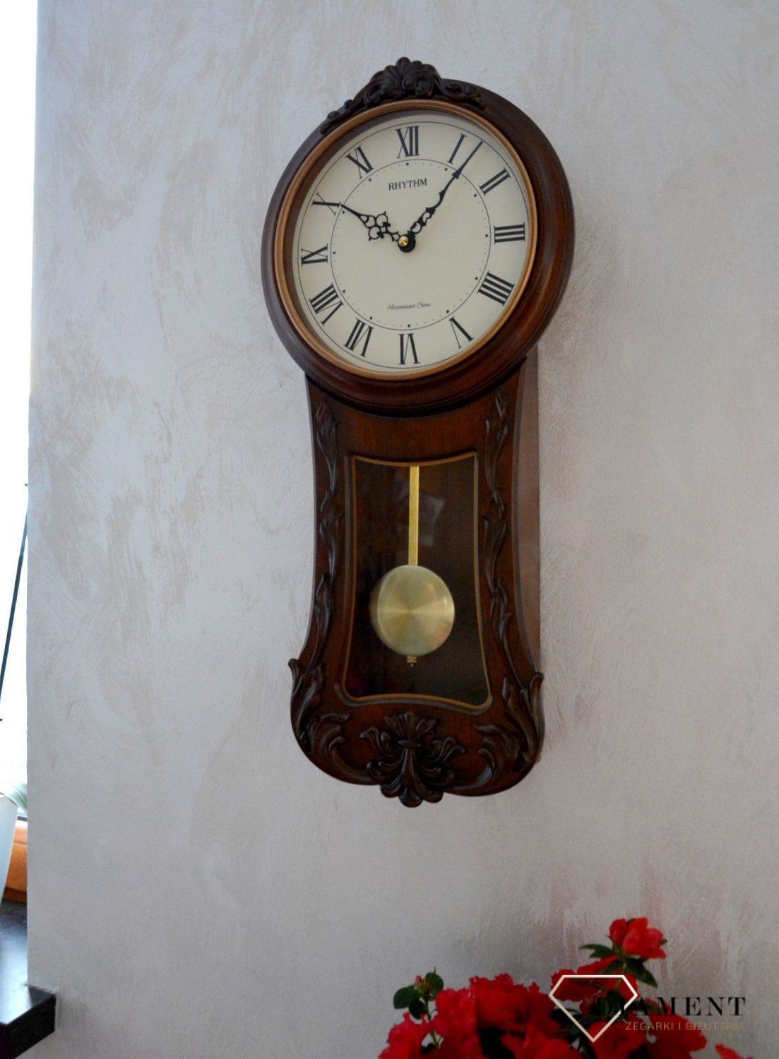 Zegar ścienny drewniany wiszący Rhythm CMJ546NR06 z melodiami i wahadłem ✓Zegary ścienne✓Zegary szafkowe ✓Zegary ścienne z wahadłem✓ Autoryzowany sklep✓ Kurier Gratis 24h (1).JPG