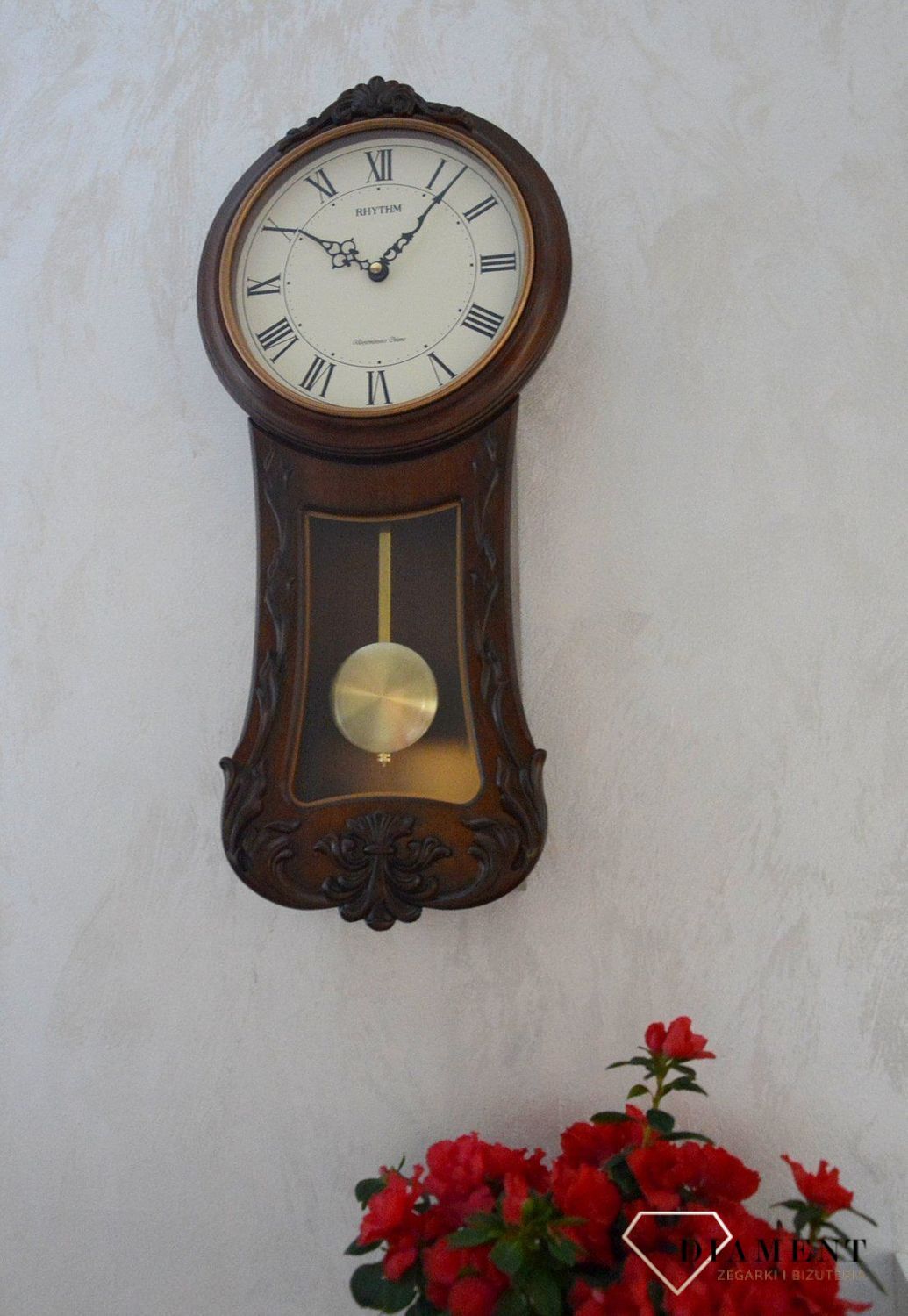 Zegar ścienny drewniany wiszący Rhythm CMJ546NR06 z melodiami i wahadłem ✓Zegary ścienne✓Zegary szafkowe ✓Zegary ścienne z wahadłem✓ Autoryzowany sklep✓ Kurier Gratis 24h (1).JPG