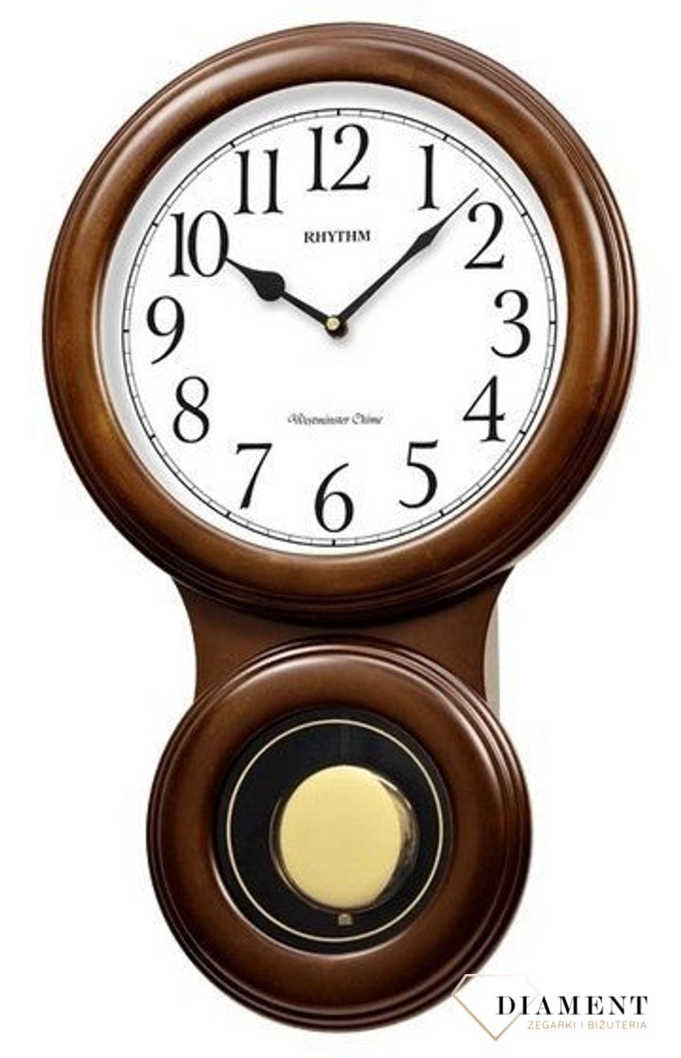 Zegar ścienny Rhythm drewniany z wahadłem CMJ575NR06ybnfgy.jpg