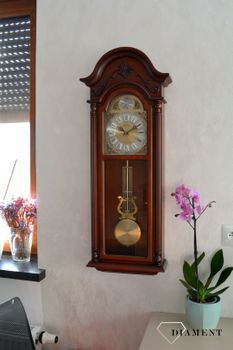 Zegar ścienny drewniany z wahadłem Rhythm CMJ578NR06. Zegar z japońskim mechanizmem. Drewniane zegary z duszą na ścianę (9).JPG