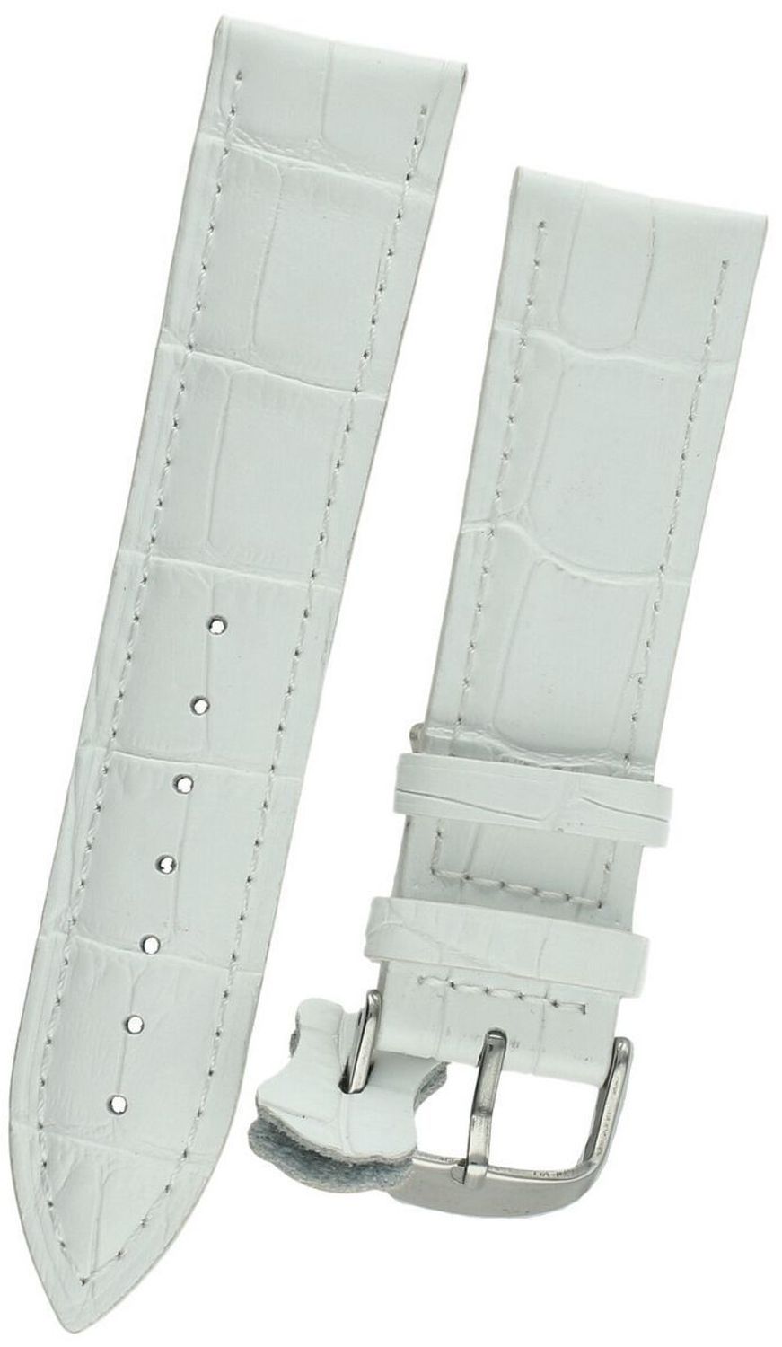 Biały skórzany pasek do zegarka Diloy – klasyczna faktura, stalowa sprzączka.jpg