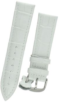 Biały skórzany pasek do zegarka Diloy – klasyczna faktura, stalowa sprzączka.jpg
