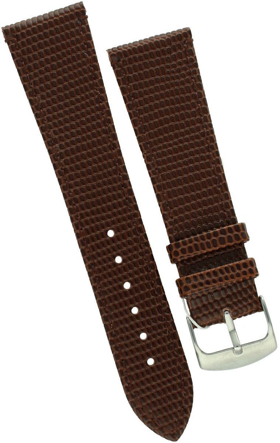 Brązowy skórzany pasek do zegarka Diloy 22mm – elegancka faktura, stalowa sprzączka.jpg