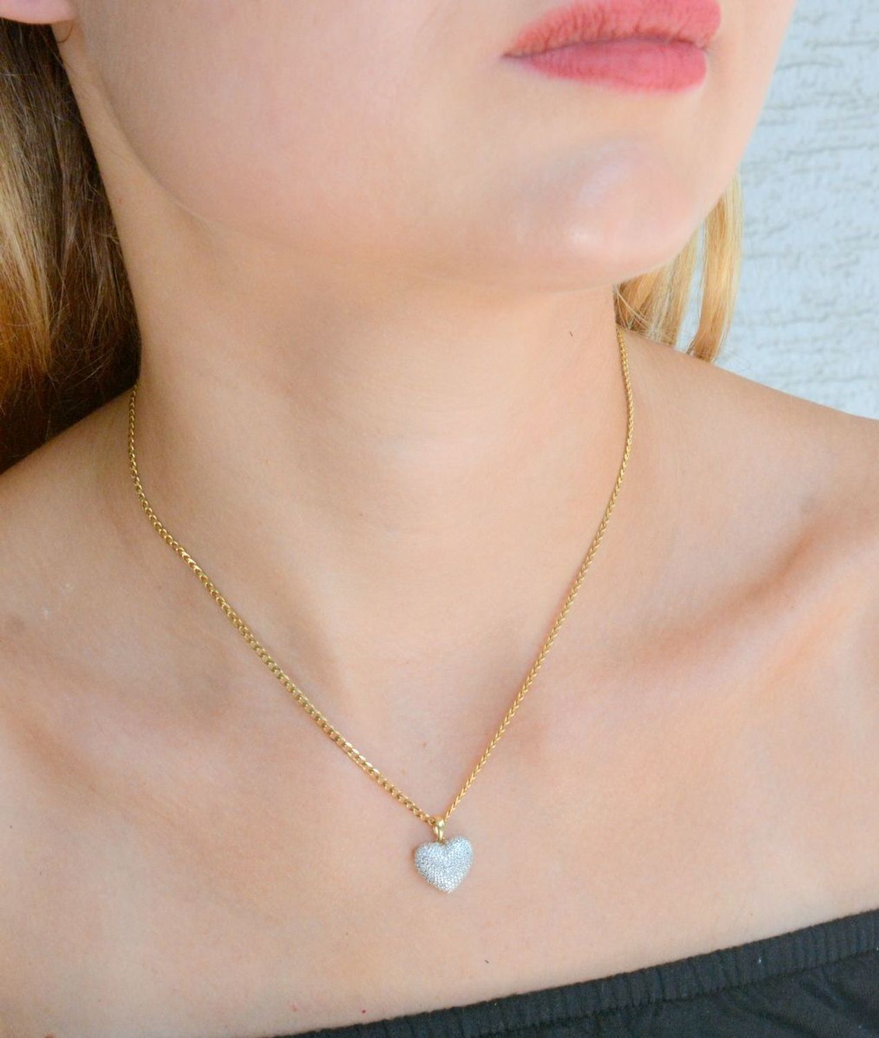 Zawieszka złota Wypukłe serce z 33 Diamentami 585 CP2394Y.jpg