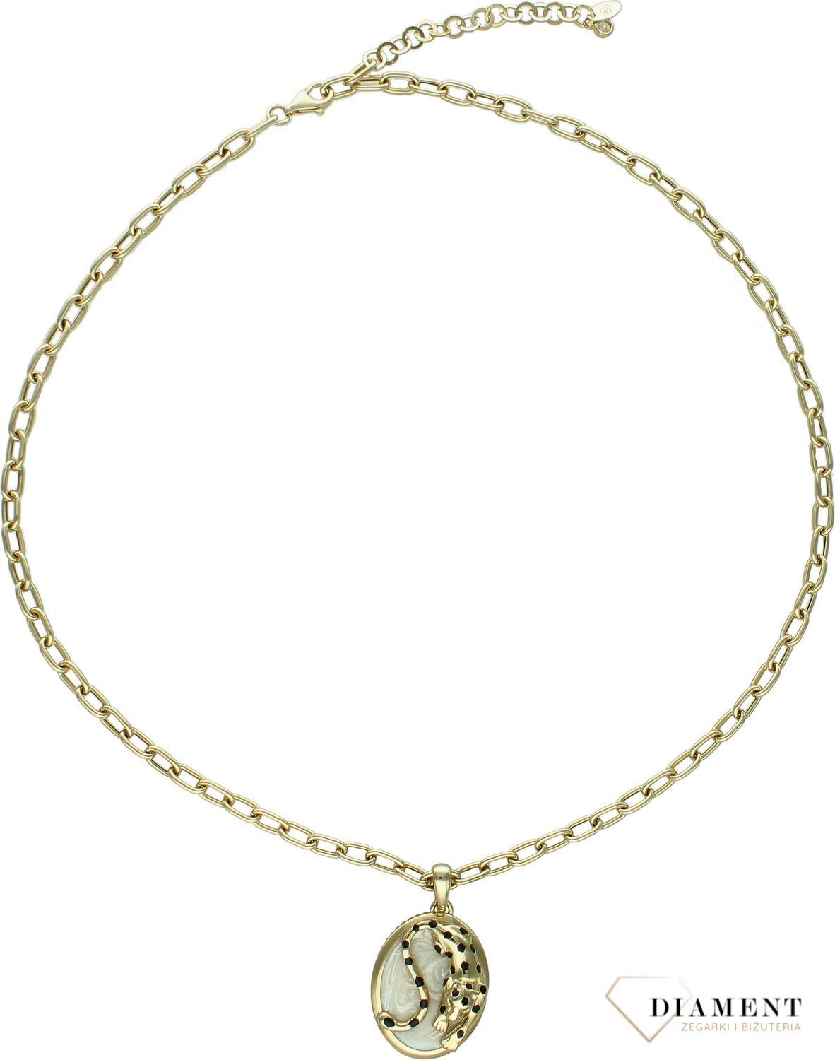 Złoty naszyjnik damski 585 pantera na owalnej masie perłowej CPL375 (2).jpg