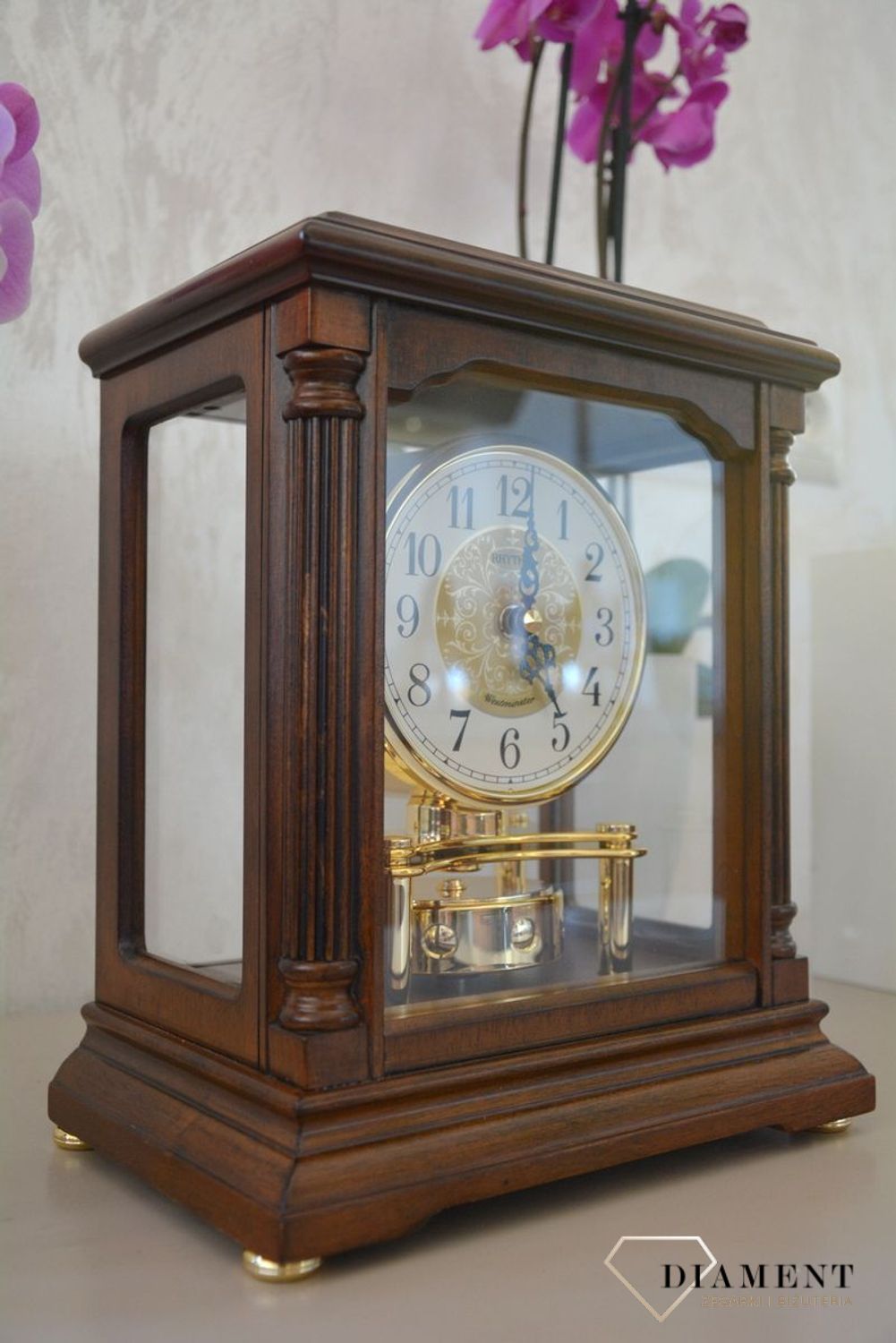 🕰 Zegar drewniany kominkowy Rhythm Orzech CRH176NR06 ✅ Pięknie wykonany zegar kominkowy z wytrzymałego drewna w kolorze orzecha  (2).JPG