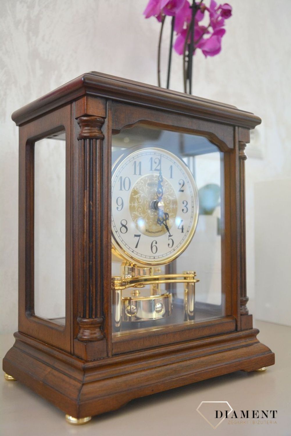 🕰 Zegar drewniany kominkowy Rhythm Orzech CRH176NR06 ✅ Pięknie wykonany zegar kominkowy z wytrzymałego drewna w kolorze orzecha  (2).JPG