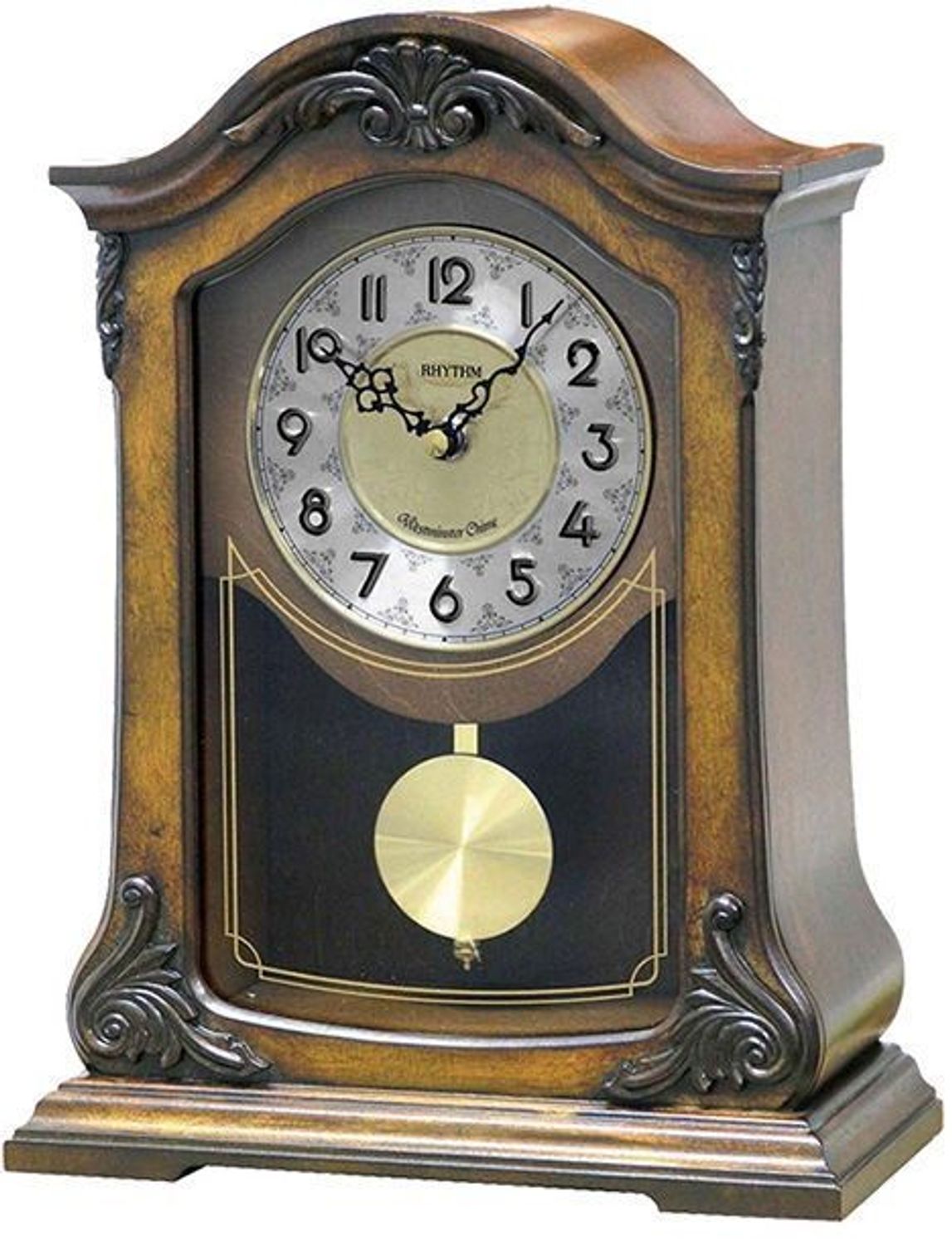 Zegar kominkowy Rhythm CRJ717CR06  Ciemny Orzech, melodyjny, kwarcowy.jpg