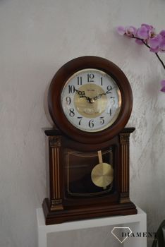 Zegar kominkowy drewniany z wahadłem RHYTHM Orzech CRJ722CR06 🕰 Zegar kominkowy drewniany wykonany z wytrzymałego materiału w kolorze orzech (3).JPG