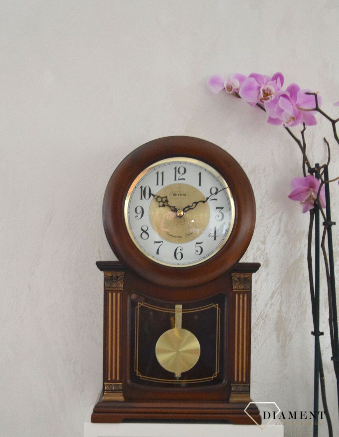Zegar kominkowy drewniany RHYTHM Orzech CRJ722CR06.jpg