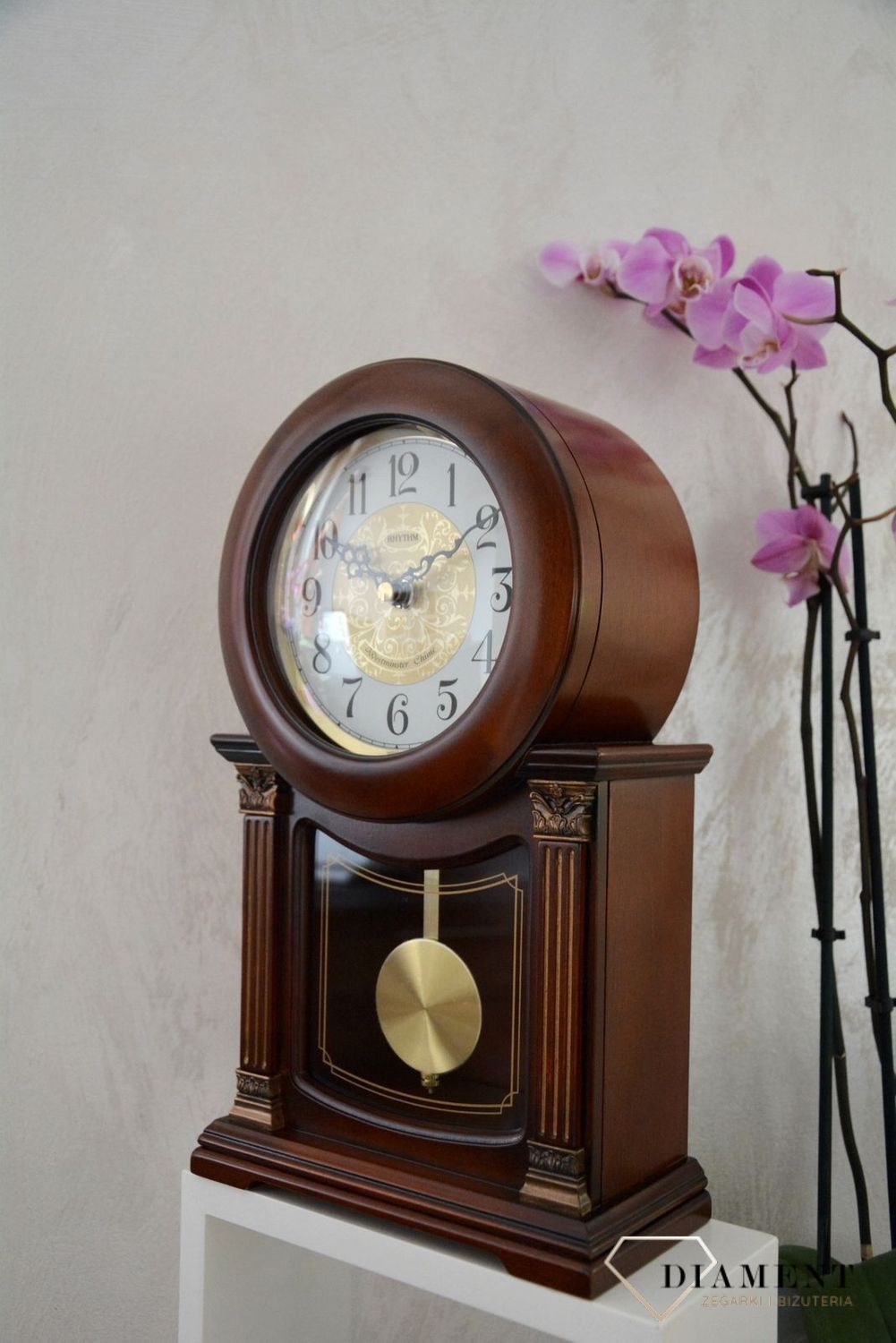 Zegar kominkowy drewniany RHYTHM Orzech CRJ722CR06.jpg